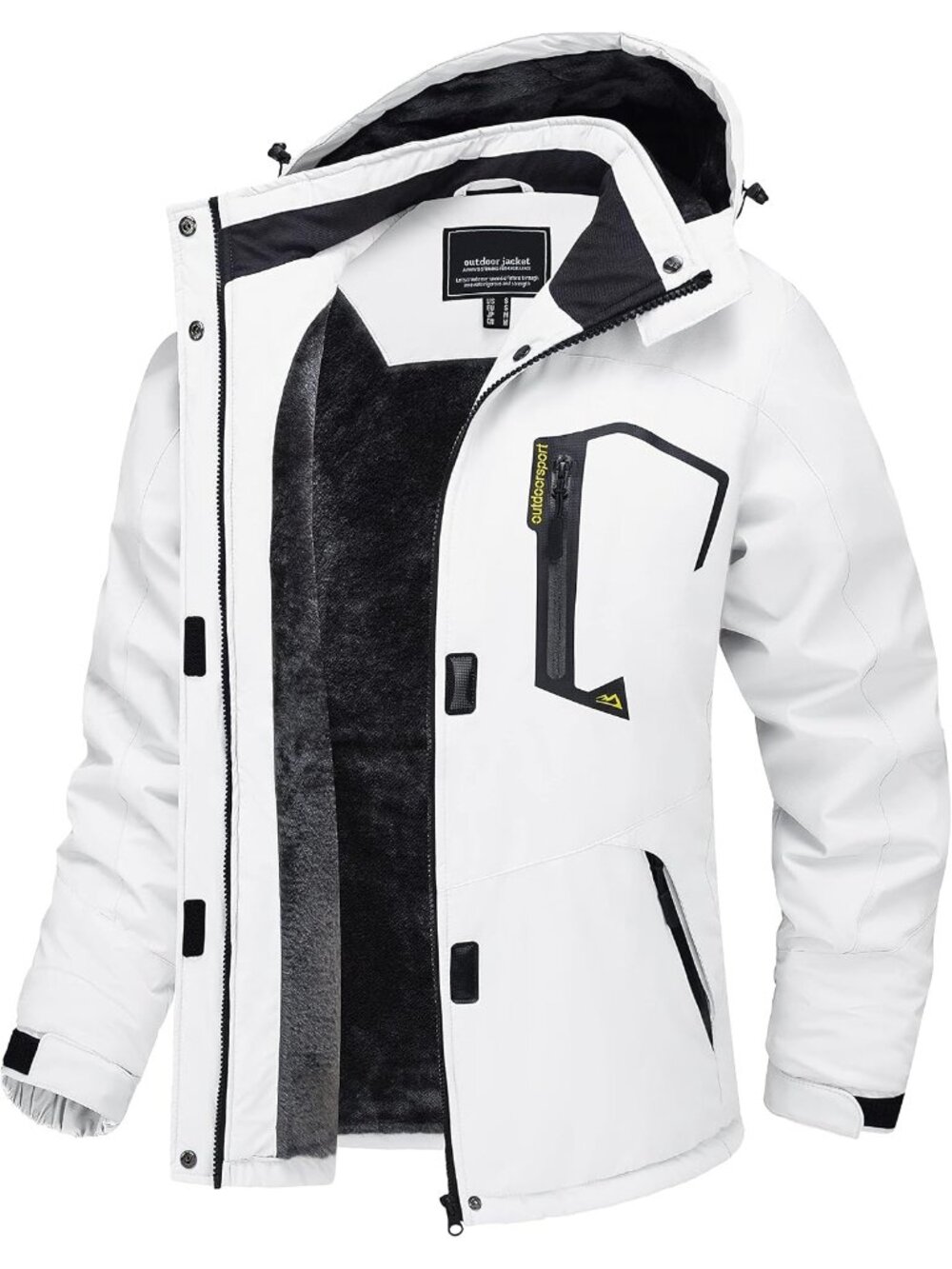 Women’s Waterproof Winter Ski Jacket White Warm Fleece Snow Coat
